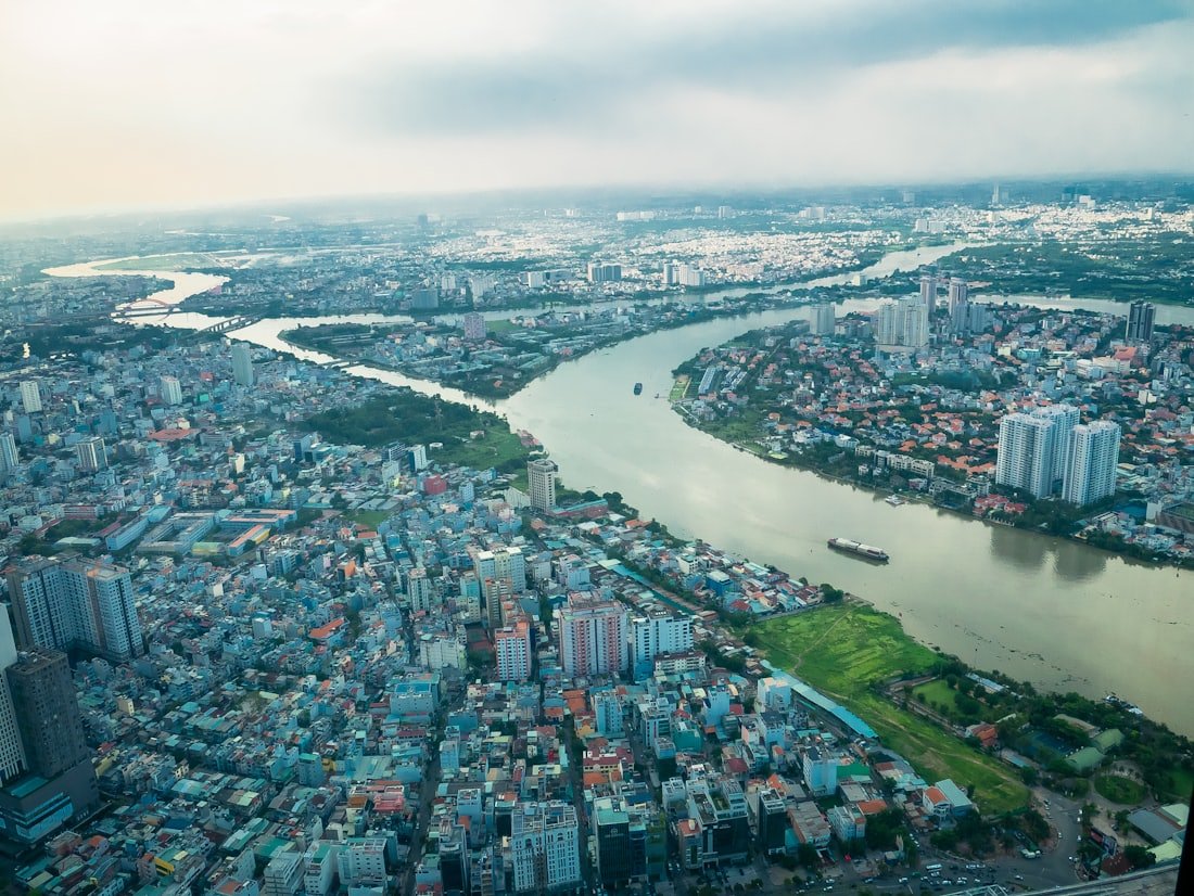 Khu vực dọc tuyến Vành đai 3 TP.HCM ven sông Sài Gòn nhìn từ trên cao
