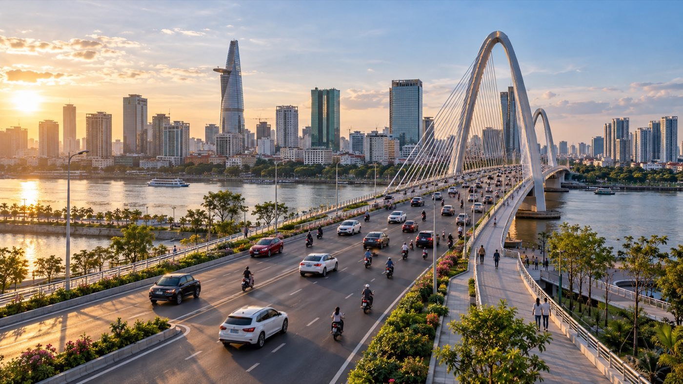 Cầu Thủ Ngữ (Cầu Thủ Thiêm 3): Quy Hoạch & Tiến Độ 2 Phối cảnh minh họa vai trò giao thông của Cầu Thủ Ngữ